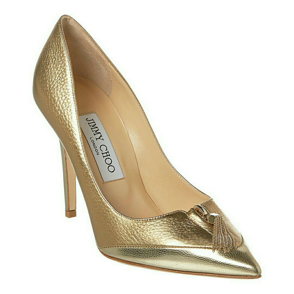Authentic gold Jimmy Choo 4" pointy heels